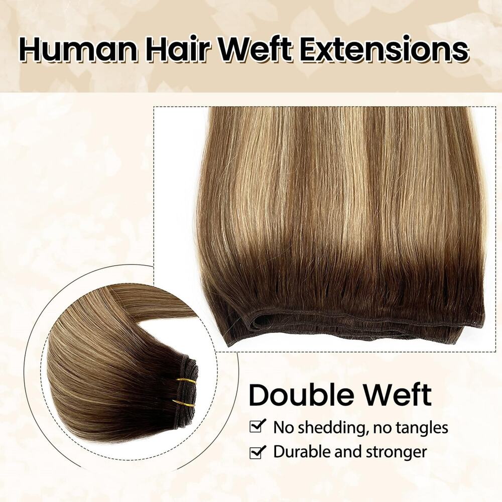 Benafee Sew in Hair Extensions Real 20" Hand Tied Weft Ombre Balayage 100g New - Picture 7 of 15